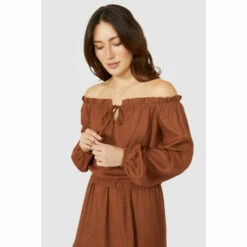 Mantaray Linen Mix Tie Neck Top For Female -Cheap Mantaray Store unnamed file 3057