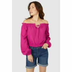 Mantaray Linen Mix Tie Neck Top For Female -Cheap Mantaray Store unnamed file 3058