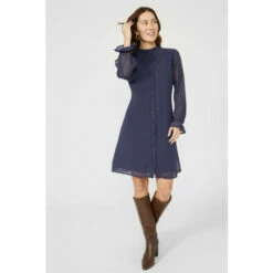 Mantaray Lace Trim Dobby Frill Neck Button Through Tunic For Female