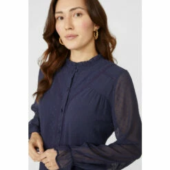 Mantaray Lace Trim Dobby Frill Neck Button Through Tunic For Female -Cheap Mantaray Store unnamed file 313