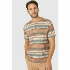 Mantaray Faded Stripe Grandad Collar Tee For Male -Cheap Mantaray Store unnamed file 3191