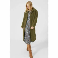 Mantaray Collared Borg Longline Teddy Coat For Female