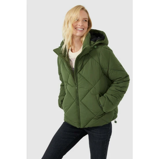 Mantaray Diamond Quilted Puffer With Fleece Lined Hood For Female 2 Mantaray Diamond Quilted Puffer With Fleece Lined Hood For Female - Image 2