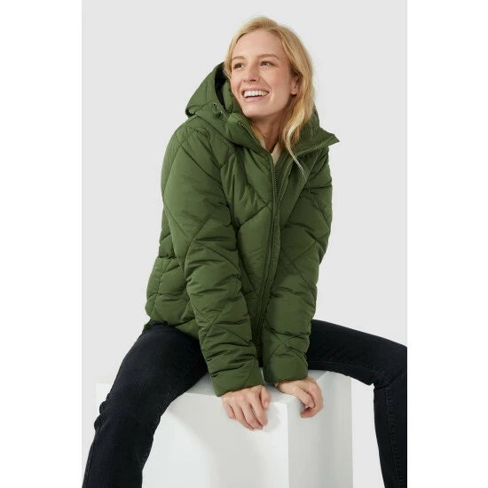 Mantaray Diamond Quilted Puffer With Fleece Lined Hood For Female 5 Mantaray Diamond Quilted Puffer With Fleece Lined Hood For Female - Image 5
