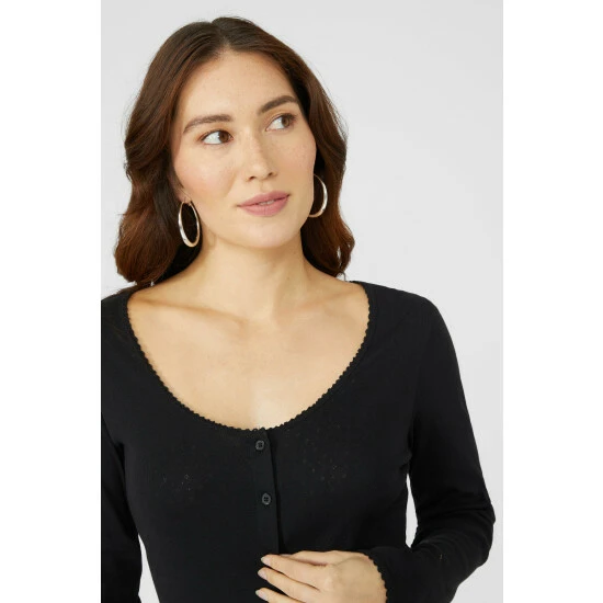 Mantaray Pointelle Stich Button Through Top For Female 3 Mantaray Pointelle Stich Button Through Top For Female - Image 3