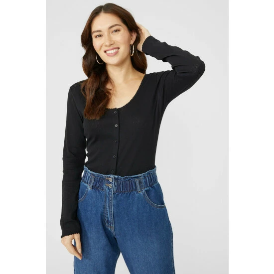 Mantaray Pointelle Stich Button Through Top For Female 6 Mantaray Pointelle Stich Button Through Top For Female - Image 6