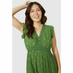 Mantaray Frill Sleeve Metallic Spot Maxi Maxi Dress For Female -Cheap Mantaray Store unnamed file 3428