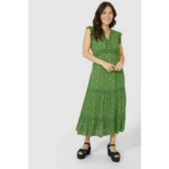 Mantaray Frill Sleeve Metallic Spot Maxi Maxi Dress For Female -Cheap Mantaray Store unnamed file 3430