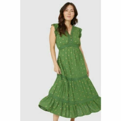 Mantaray Frill Sleeve Metallic Spot Maxi Maxi Dress For Female -Cheap Mantaray Store unnamed file 3431