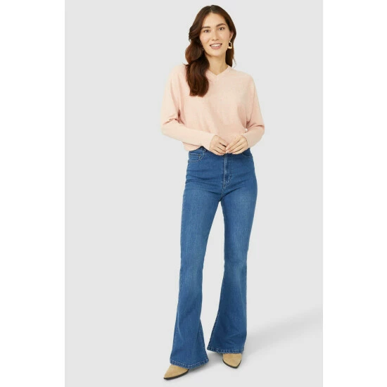 Mantaray Contrast Stitch Cotton Batwing V Neck Jumper For Female 2 Mantaray Contrast Stitch Cotton Batwing V Neck Jumper For Female - Image 2