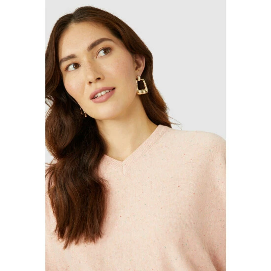 Mantaray Contrast Stitch Cotton Batwing V Neck Jumper For Female 3 Mantaray Contrast Stitch Cotton Batwing V Neck Jumper For Female - Image 3