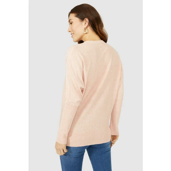 Mantaray Contrast Stitch Cotton Batwing V Neck Jumper For Female 4 Mantaray Contrast Stitch Cotton Batwing V Neck Jumper For Female - Image 4