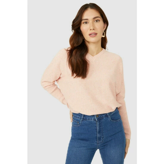 Mantaray Contrast Stitch Cotton Batwing V Neck Jumper For Female 6 Mantaray Contrast Stitch Cotton Batwing V Neck Jumper For Female - Image 6