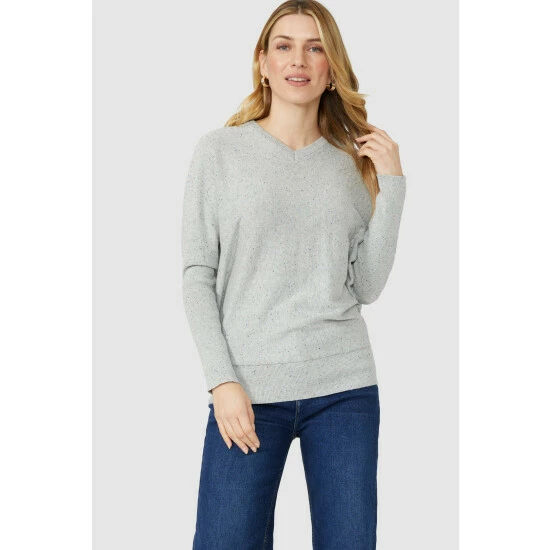 Mantaray Contrast Stitch Cotton Batwing V Neck Jumper For Female 7 Mantaray Contrast Stitch Cotton Batwing V Neck Jumper For Female - Image 7