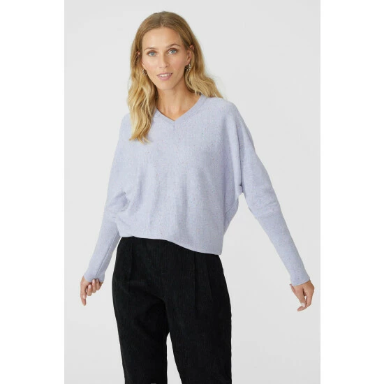 Mantaray Contrast Stitch Cotton Batwing V Neck Jumper For Female 8 Mantaray Contrast Stitch Cotton Batwing V Neck Jumper For Female - Image 8