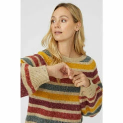 Mantaray Narrow Stripe Chunky Nep Crew Neck Jumper For Female -Cheap Mantaray Store unnamed file 3485
