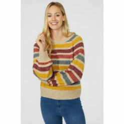 Mantaray Narrow Stripe Chunky Nep Crew Neck Jumper For Female -Cheap Mantaray Store unnamed file 3488