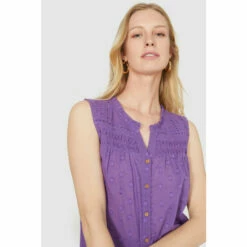 Mantaray Sleeveless Swiss Dot Dobby Ruffle Neck Top For Female -Cheap Mantaray Store unnamed file 3504