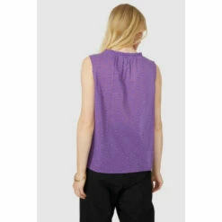 Mantaray Sleeveless Swiss Dot Dobby Ruffle Neck Top For Female -Cheap Mantaray Store unnamed file 3505