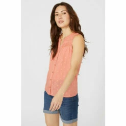 Mantaray Sleeveless Swiss Dot Dobby Ruffle Neck Top For Female -Cheap Mantaray Store unnamed file 3509