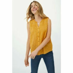 Mantaray Sleeveless Swiss Dot Dobby Ruffle Neck Top For Female -Cheap Mantaray Store unnamed file 3519