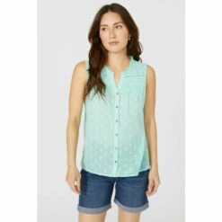 Mantaray Sleeveless Swiss Dot Dobby Ruffle Neck Top For Female -Cheap Mantaray Store unnamed file 3522