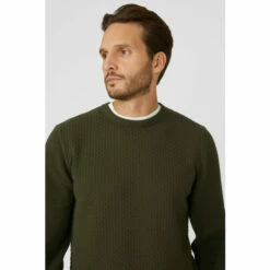 Mantaray Textured Mix Crew Neck Jumper For Male