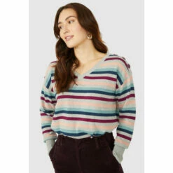 Mantaray Textured Multi Stripe V Neck Jumper For Female -Cheap Mantaray Store unnamed file 359