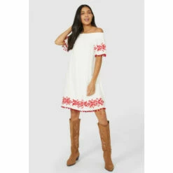 Mantaray Embroidered Trim Scoop Neck Dress For Female -Cheap Mantaray Store unnamed file 3609