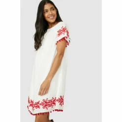 Mantaray Embroidered Trim Scoop Neck Dress For Female -Cheap Mantaray Store unnamed file 3610