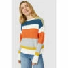 Mantaray Textured Block Stripe Crew Neck Jumper For Female