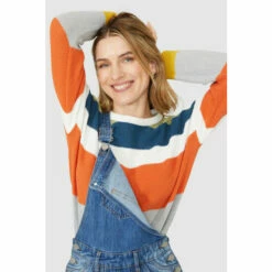 Mantaray Textured Block Stripe Crew Neck Jumper For Female -Cheap Mantaray Store unnamed file 3624