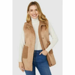 Mantaray Suedette Patch Pocket Gilet With Borg Trims For Female -Cheap Mantaray Store unnamed file 3674