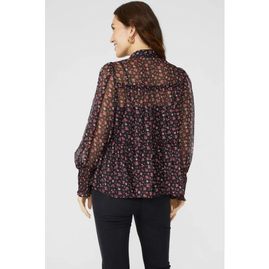 Mantaray Floral Print Chiffon Tiered Shirt For Female 4 Mantaray Floral Print Chiffon Tiered Shirt For Female - Image 4