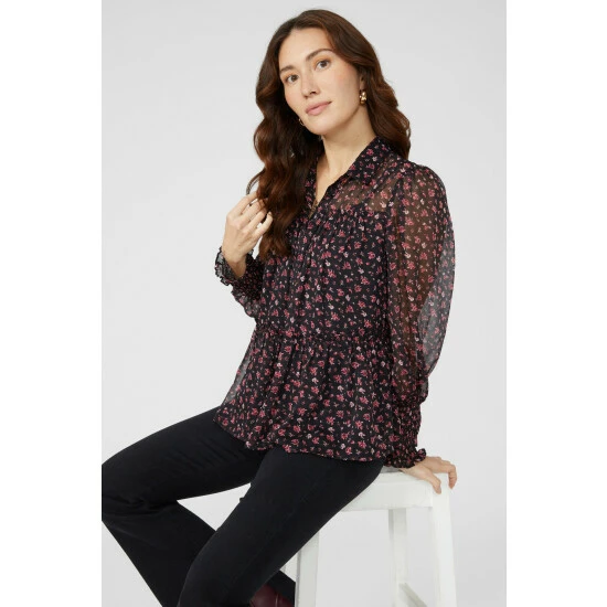 Mantaray Floral Print Chiffon Tiered Shirt For Female 5 Mantaray Floral Print Chiffon Tiered Shirt For Female - Image 5