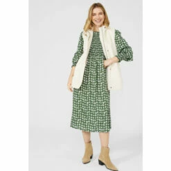 Mantaray Graphic Floral Print Shirred Bodice Midi Dress For Female -Cheap Mantaray Store unnamed file 3825