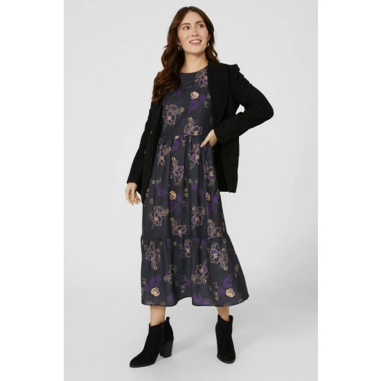 Mantaray Large Floral Printed Tiered Midi Dress For Female 5 Mantaray Large Floral Printed Tiered Midi Dress For Female - Image 5