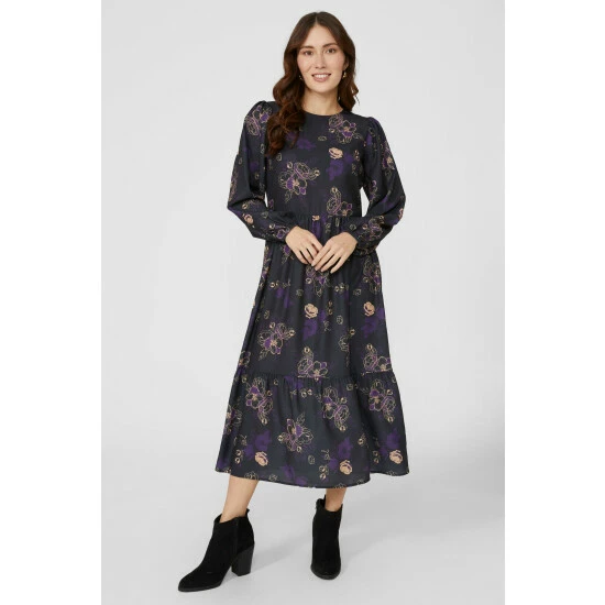 Mantaray Large Floral Printed Tiered Midi Dress For Female 6 Mantaray Large Floral Printed Tiered Midi Dress For Female - Image 6
