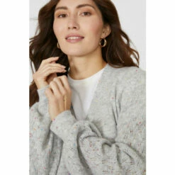 Mantaray Pointelle Stitch Nep V Neck Cardigan For Female -Cheap Mantaray Store unnamed file 3842