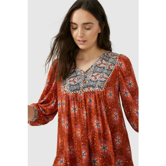Mantaray Circle Floral Mix & Match Lace Trim Tunic For Female 2 Mantaray Circle Floral Mix & Match Lace Trim Tunic For Female - Image 2