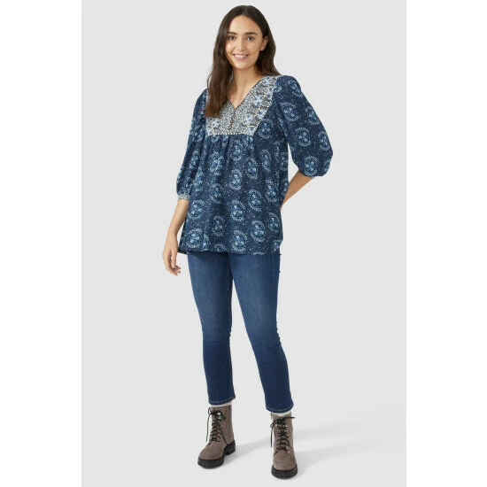 Mantaray Circle Floral Mix & Match Lace Trim Tunic For Female 7 Mantaray Circle Floral Mix & Match Lace Trim Tunic For Female - Image 7