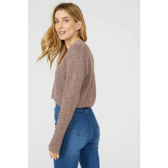 Mantaray Tweed Button V Neck Cotton Cardigan For Female 4 Mantaray Tweed Button V Neck Cotton Cardigan For Female - Image 4