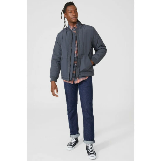 Mantaray Quilted Borg Lined Baseball Jacket For Male 2 Mantaray Quilted Borg Lined Baseball Jacket For Male - Image 2