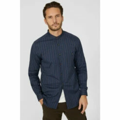 Mantaray Varied Stripe Ls Grandad Collar Shirt For Male