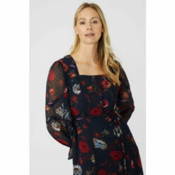 Mantaray Floral Print Square Neck Dobby Midi Dress For Female -Cheap Mantaray Store unnamed file 3970