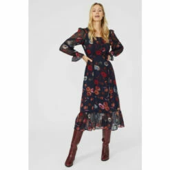 Mantaray Floral Print Square Neck Dobby Midi Dress For Female -Cheap Mantaray Store unnamed file 3973