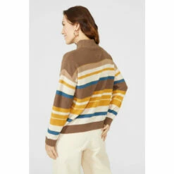 Mantaray Multi Stripe Textured Cowl Neck Cotton Jumper For Female -Cheap Mantaray Store unnamed file 3991
