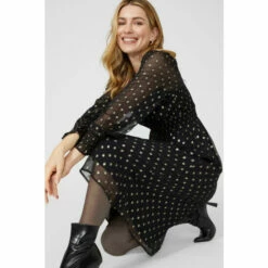 Mantaray Clipped Georgette Shired Waist Midi Dress For Female -Cheap Mantaray Store unnamed file 4009