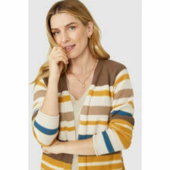 Mantaray Stripe Textured Edge To Edge Cotton Cardigan For Female -Cheap Mantaray Store unnamed file 4045