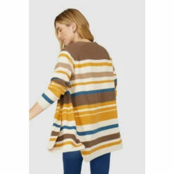 Mantaray Stripe Textured Edge To Edge Cotton Cardigan For Female -Cheap Mantaray Store unnamed file 4046